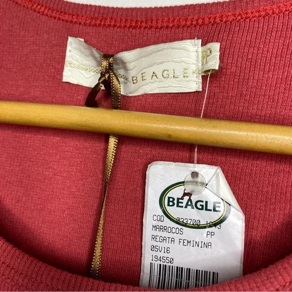 NWT : VINTAGE : Beagle size XS : Y2K rust red ribbed embroidered casual tank top - Picture 6 of 8